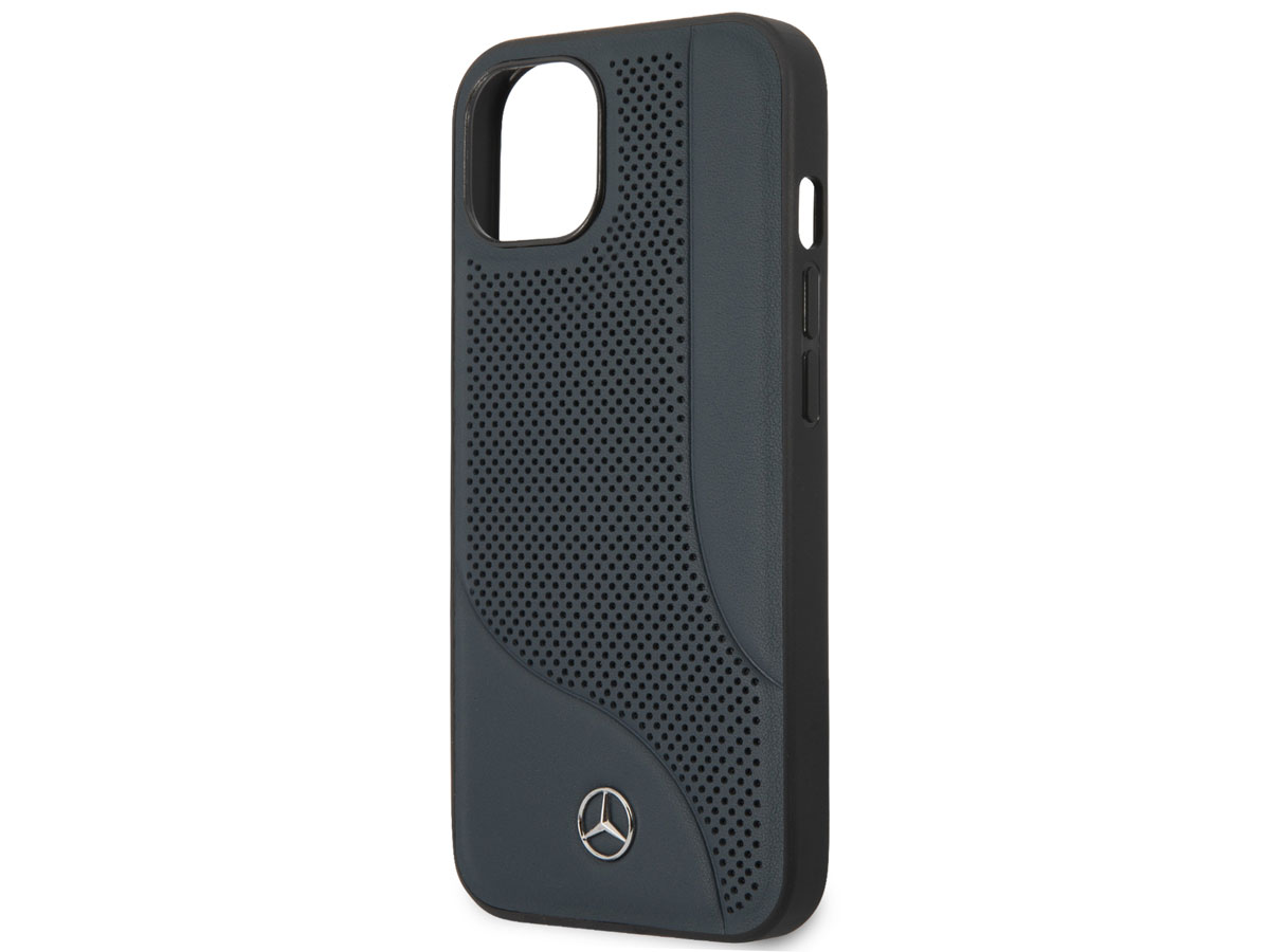 Mercedes-Benz Perforated Leather Case Blauw - iPhone 13 hoesje
