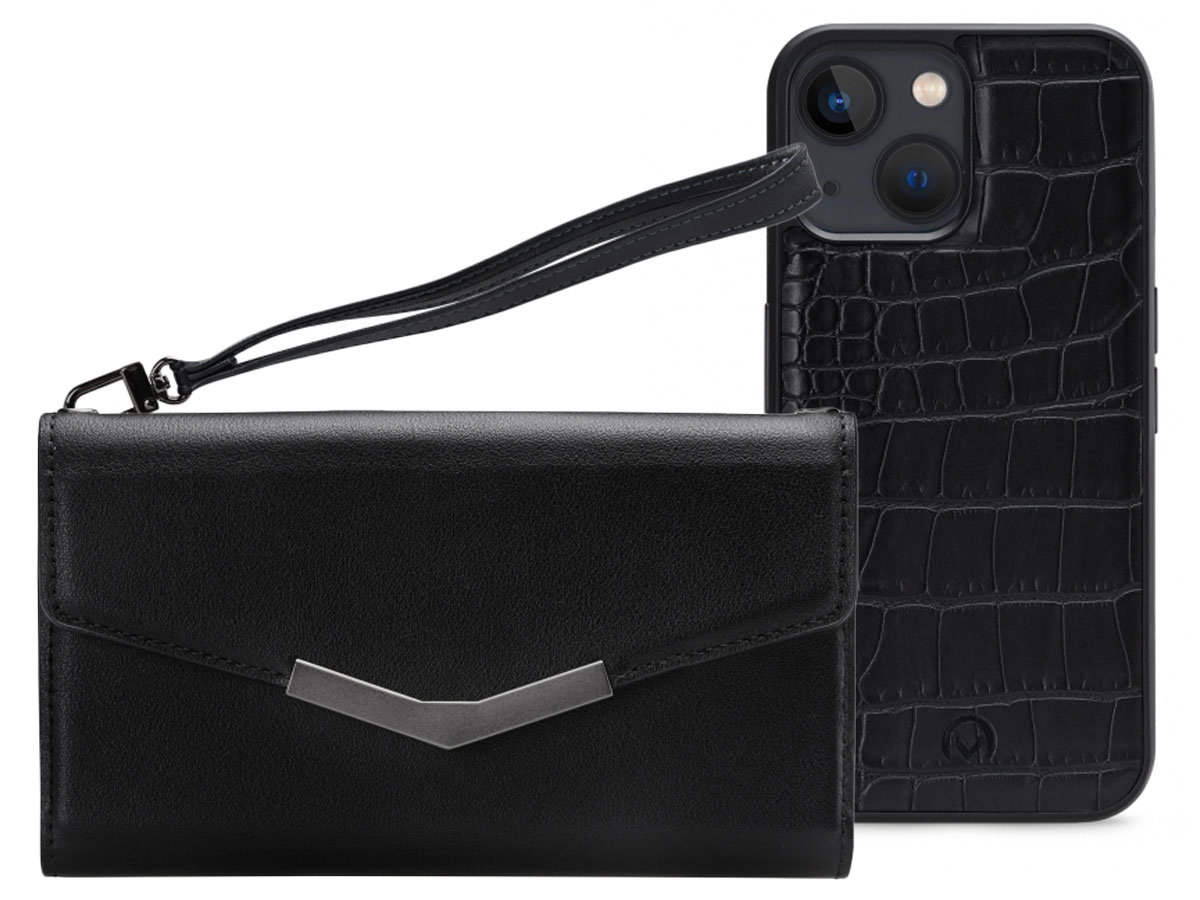 Mobilize Elegant Magnet Clutch Black Croco - iPhone 13 hoesje