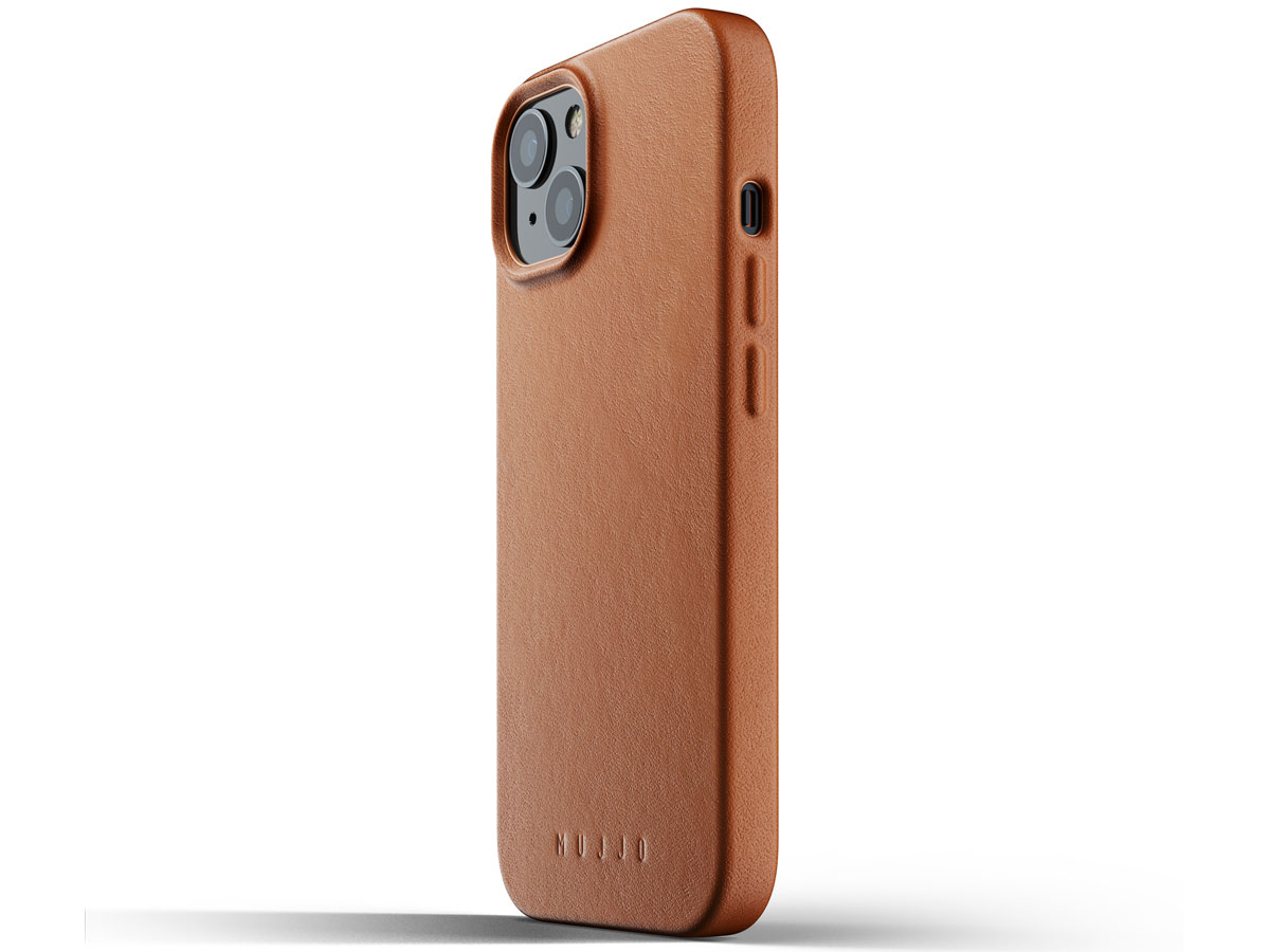 Mujjo Full Leather Case Tan - iPhone 13 Hoesje Leer