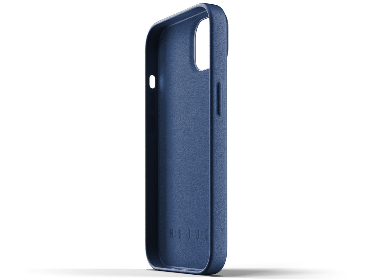 Mujjo Full Leather Case Monaco Blue - iPhone 13 Hoesje Leer