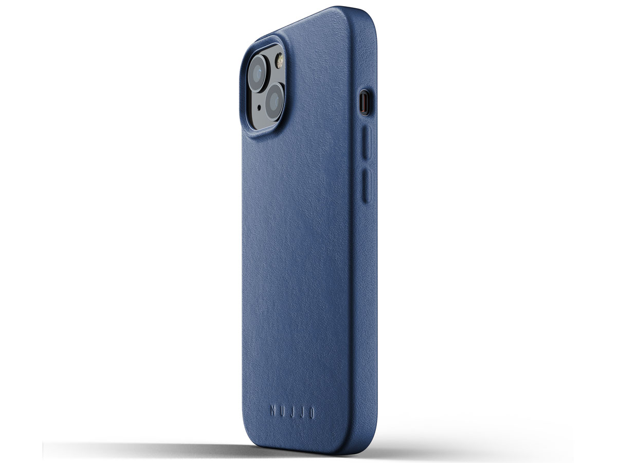 Mujjo Full Leather Case Monaco Blue - iPhone 13 Hoesje Leer