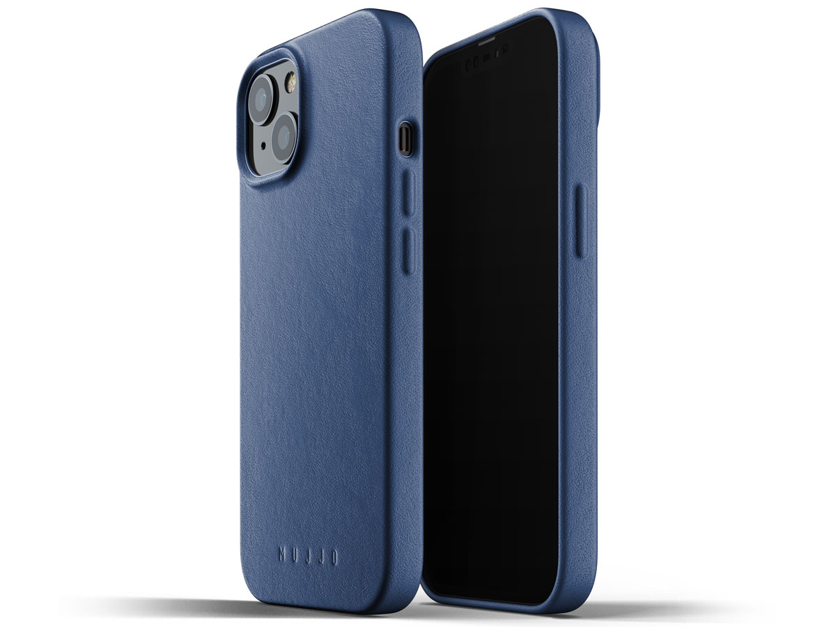 Mujjo Full Leather Case Monaco Blue - iPhone 13 Hoesje Leer