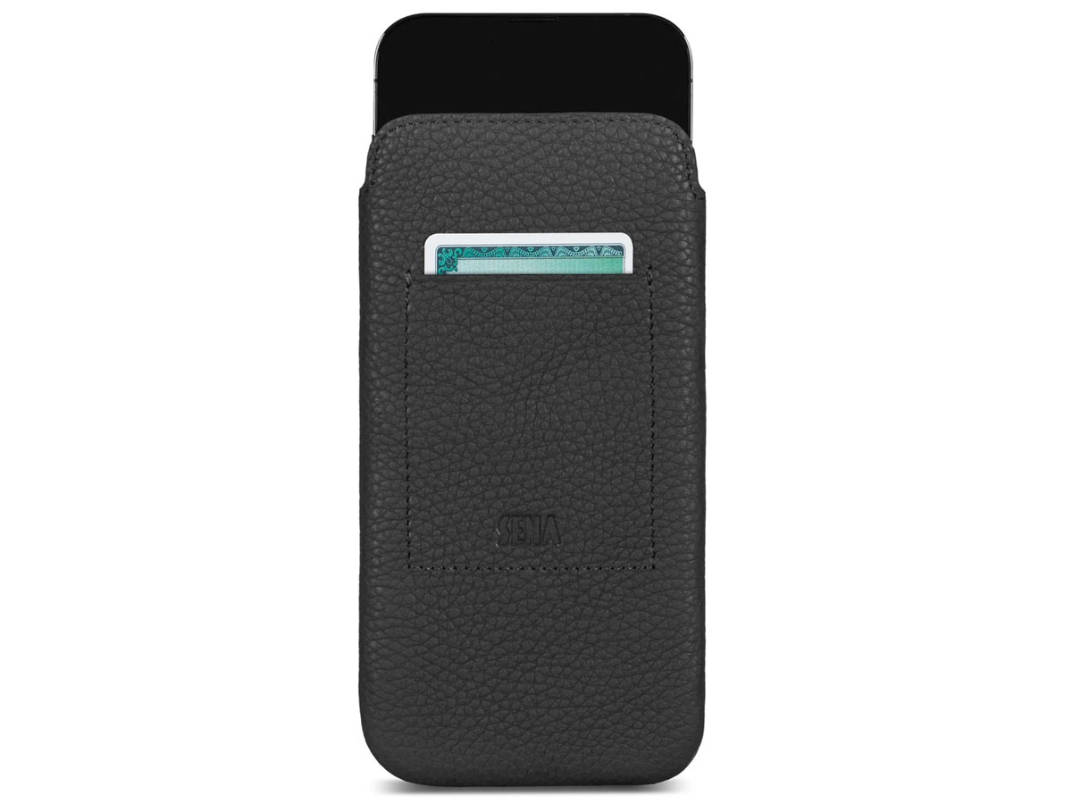 Sena Ultraslim Wallet Sleeve Zwart Leer - iPhone 13 hoesje