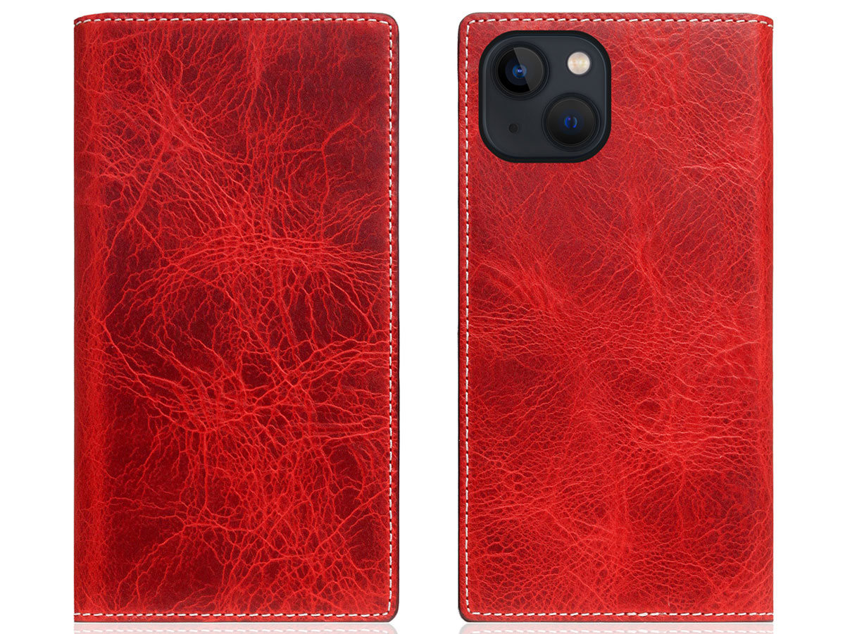 SLG Design D7 Italian Wax Leer Rood - iPhone 13 hoesje