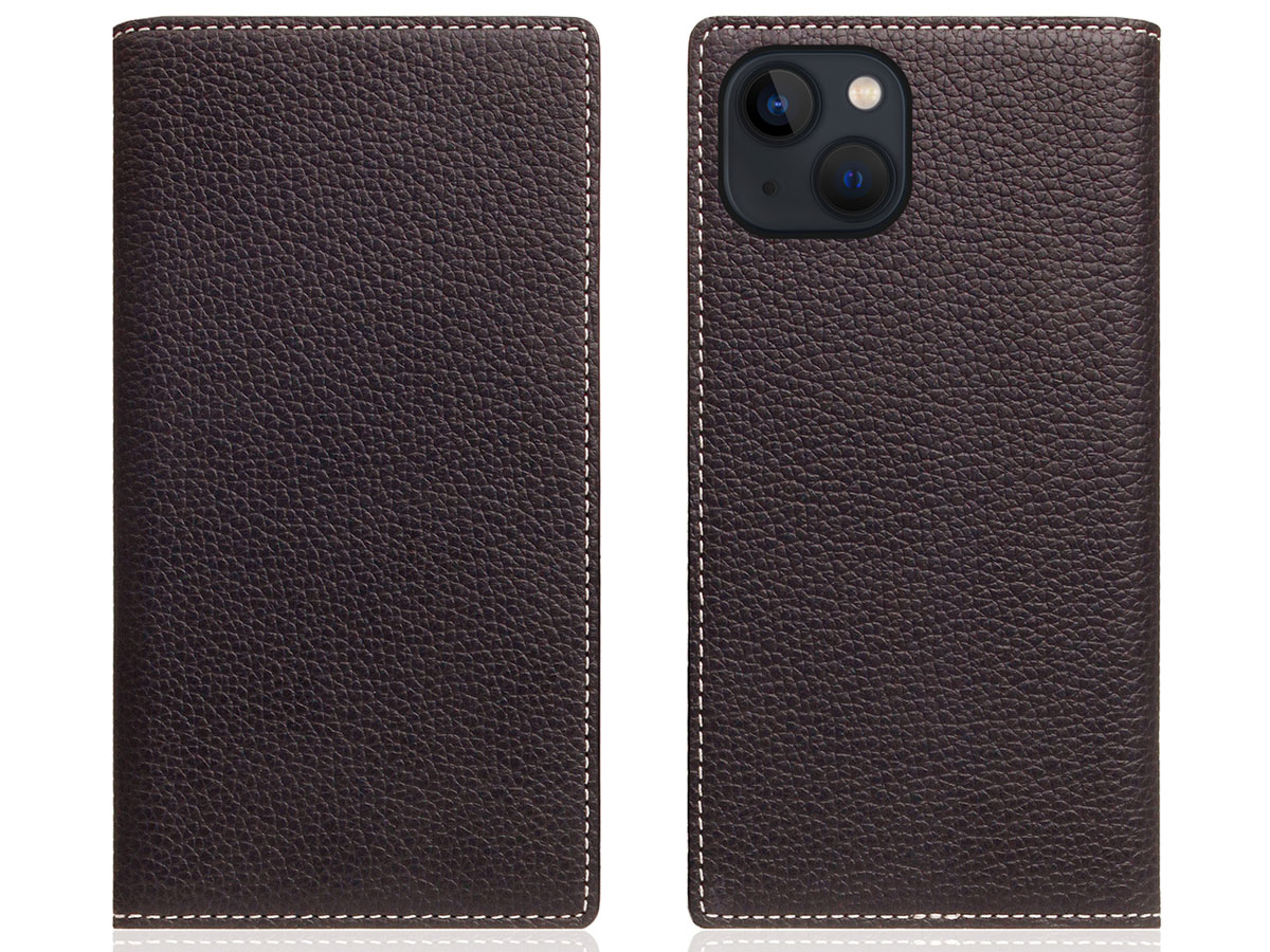 SLG Design D8 Folio Leer Brown Cream - iPhone 13 hoesje