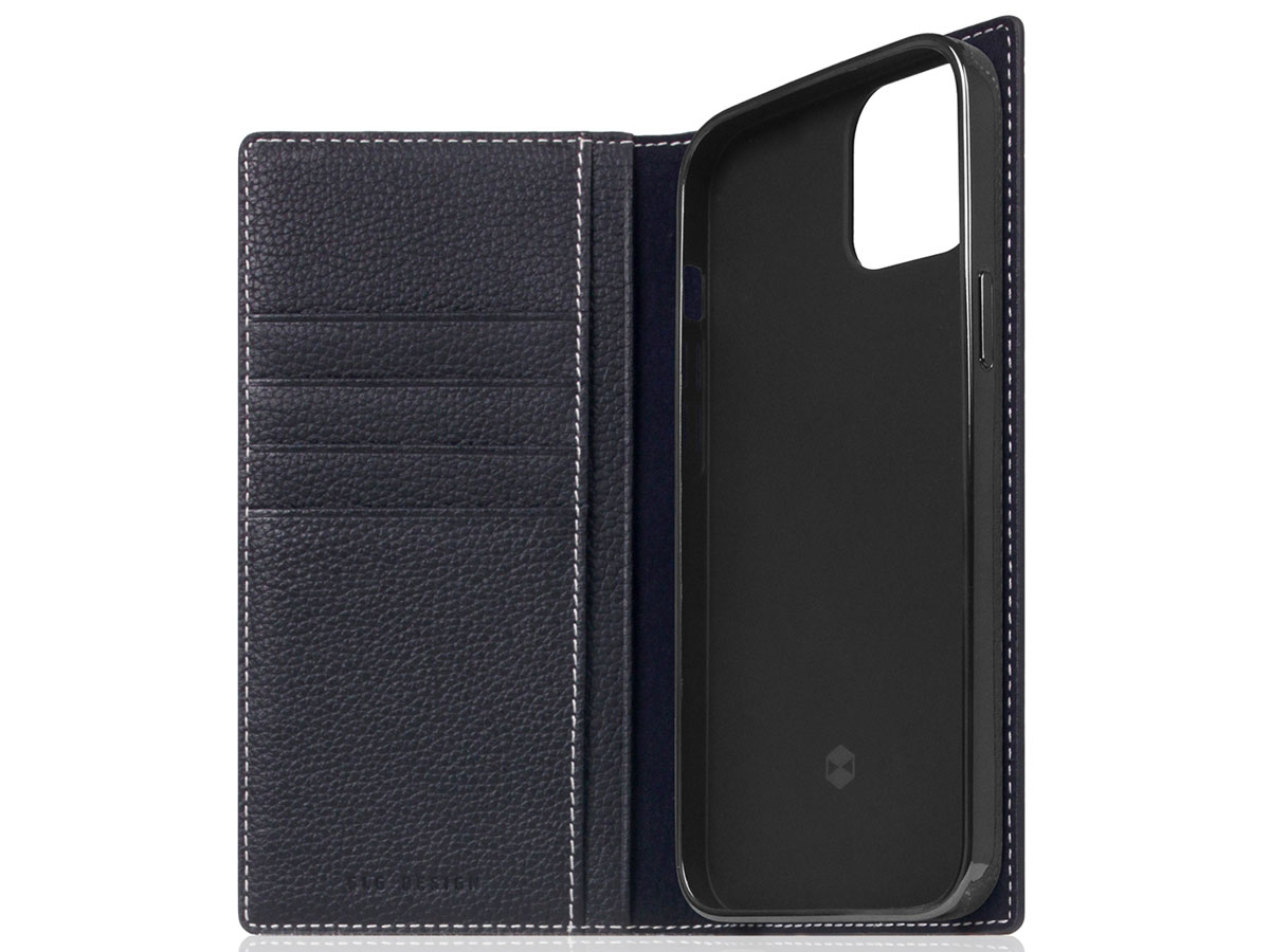 SLG Design D8 Folio Leer Black Blue - iPhone 13 hoesje