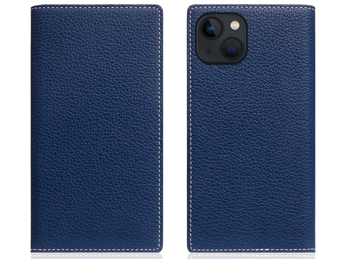 SLG Design D8 Folio Leer Navy Blue - iPhone 13 hoesje