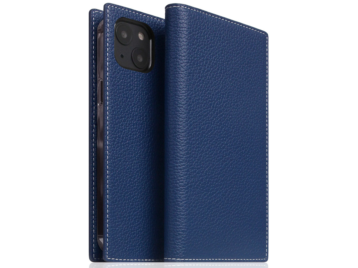 SLG Design D8 Folio Leer Navy Blue - iPhone 13 hoesje