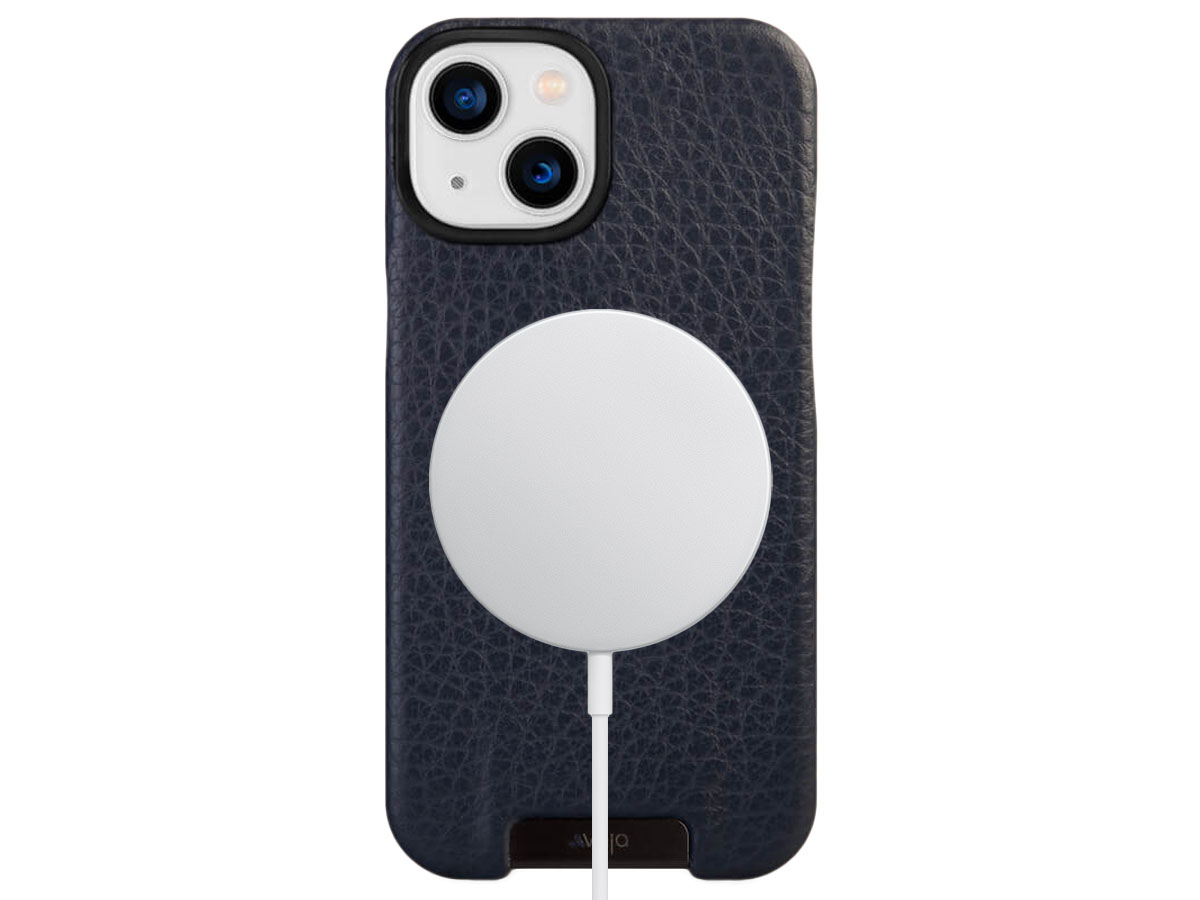 Vaja Grip Leather MagSafe Case Blauw - iPhone 13 Hoesje Leer