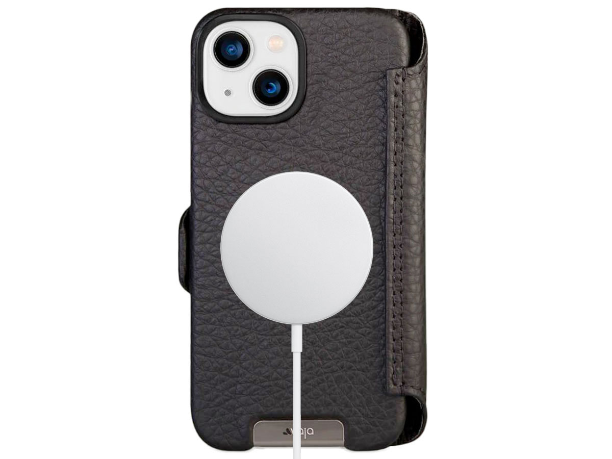 Vaja Wallet Leather Case MagSafe Zwart - iPhone 13 Hoesje Leer