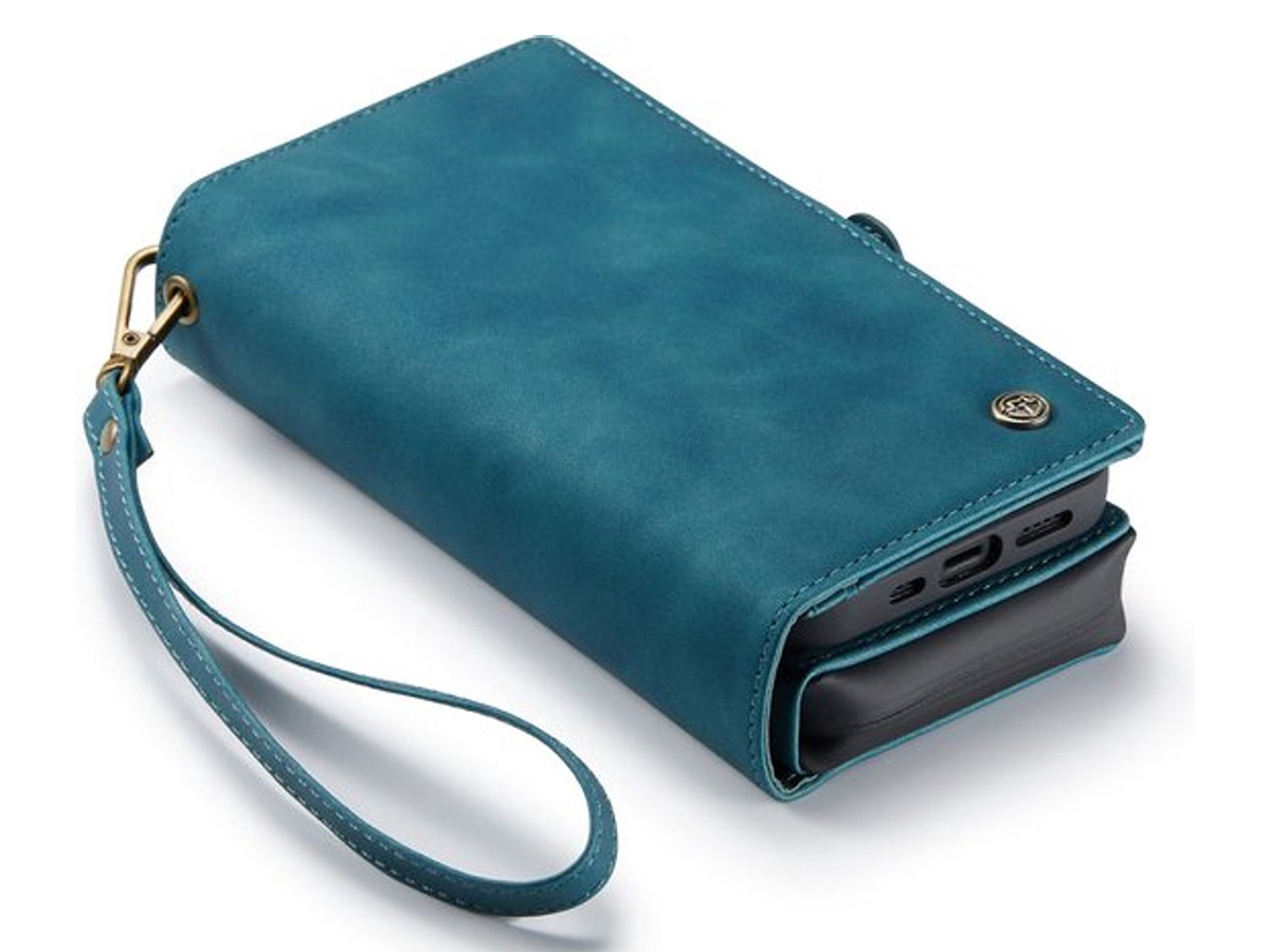 CaseMania 2in1 Wallet Case met Ritsvak Groen - iPhone 13 Mini Hoesje
