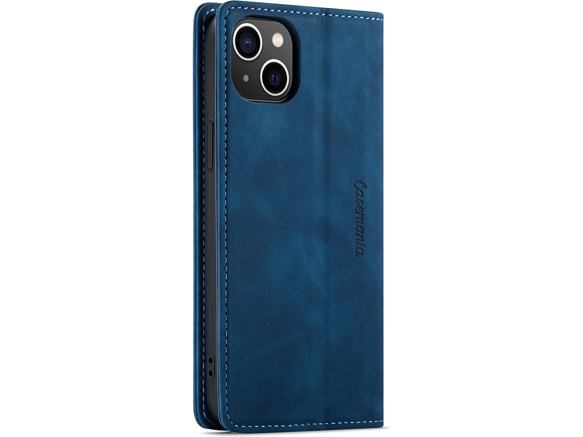 CaseMania Vintage Slim Bookcase Donkerblauw - iPhone 13 Mini hoesje