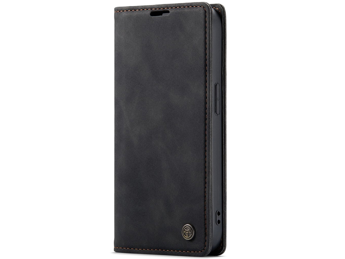 CaseMania Vintage Slim Bookcase Zwart - iPhone 13 Mini hoesje