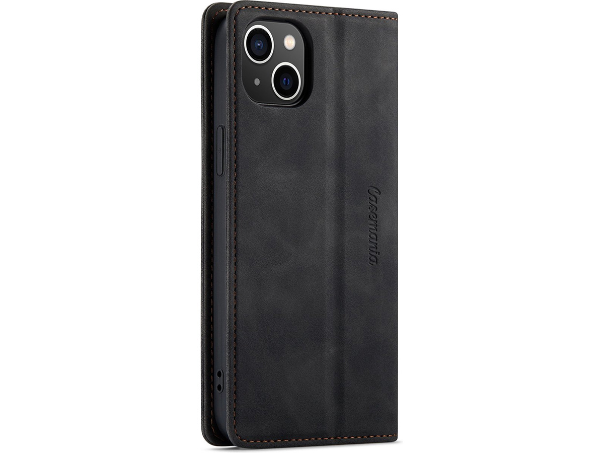 CaseMania Vintage Slim Bookcase Zwart - iPhone 13 Mini hoesje