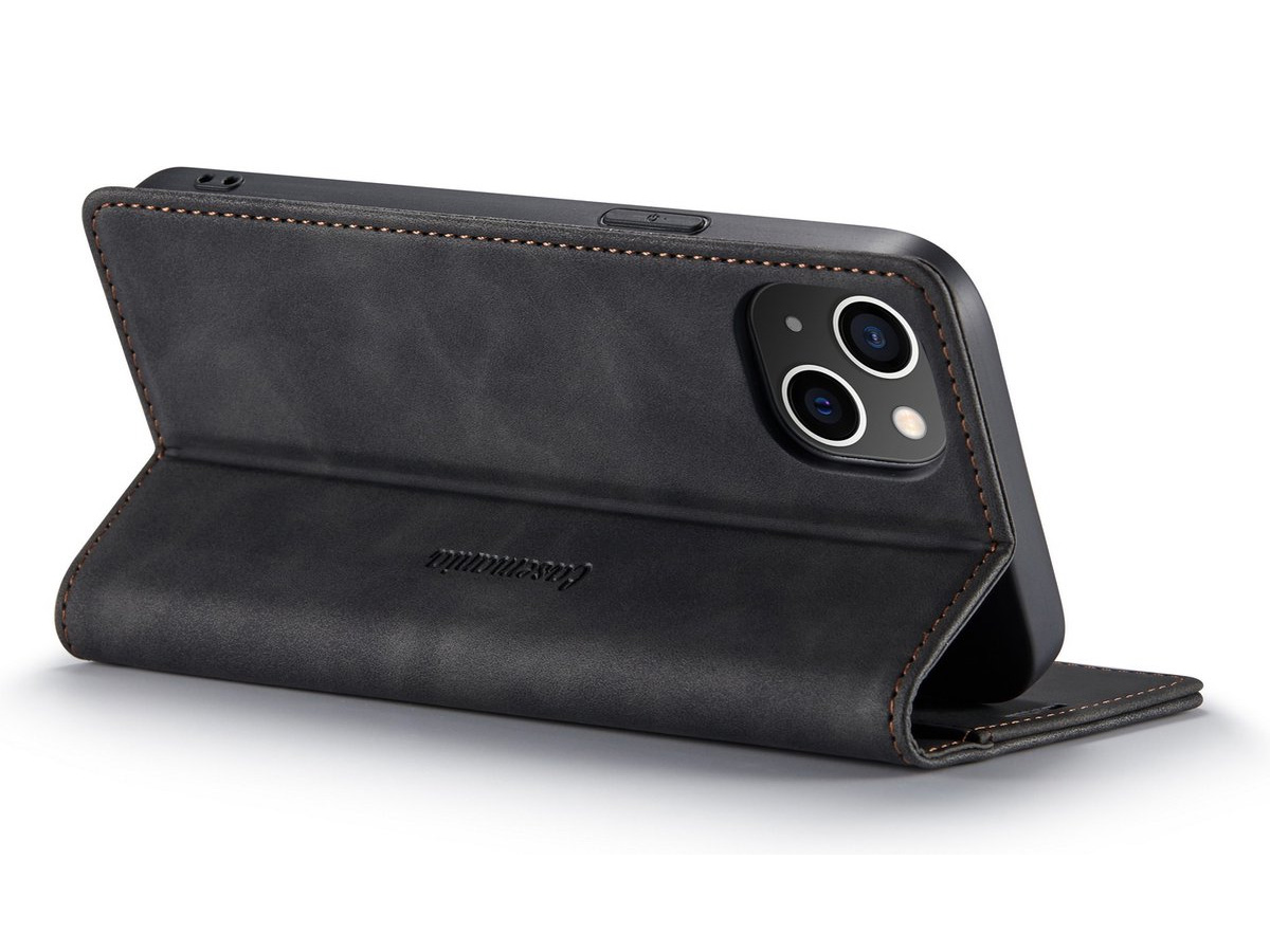 CaseMania Vintage Slim Bookcase Zwart - iPhone 13 Mini hoesje