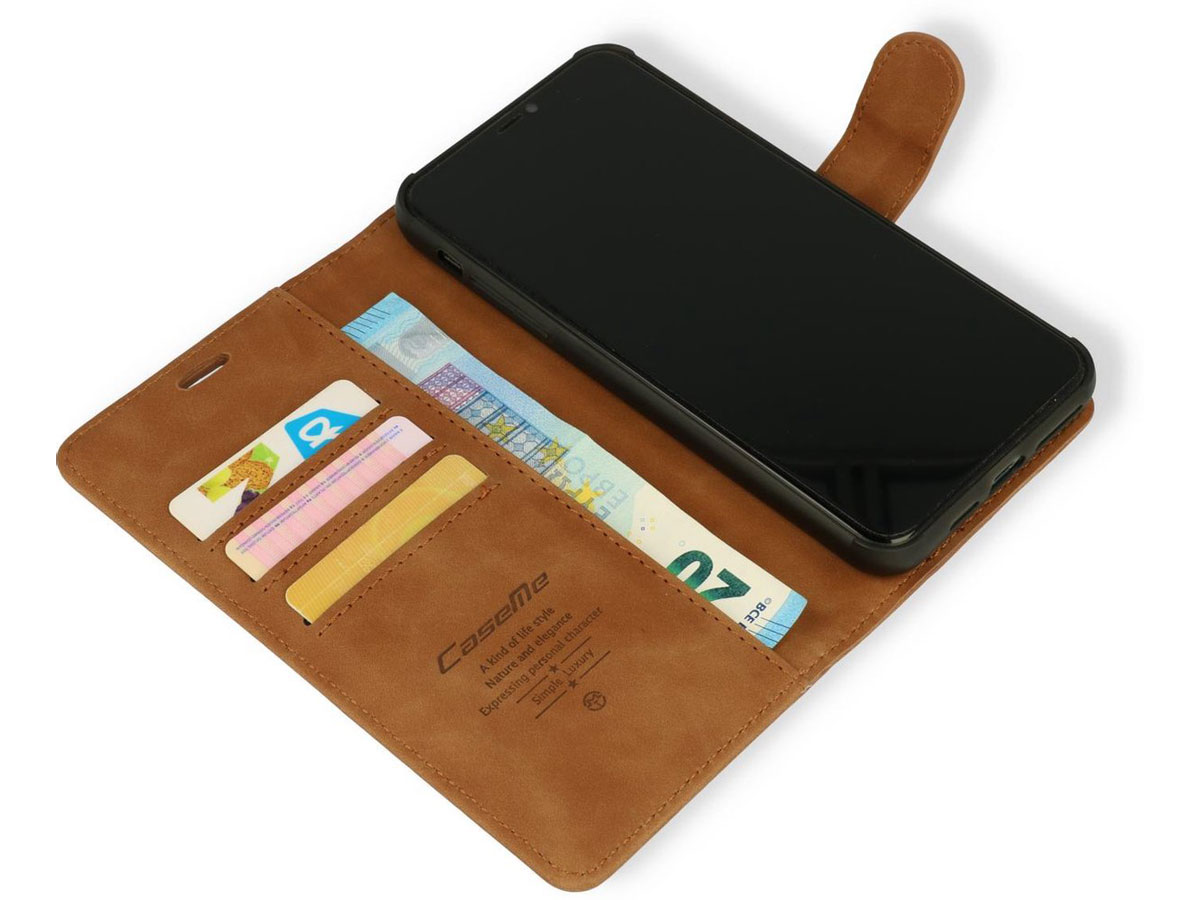 CaseMe 2in1 Magnetic Bookcase Cognac - iPhone 13 Mini Hoesje