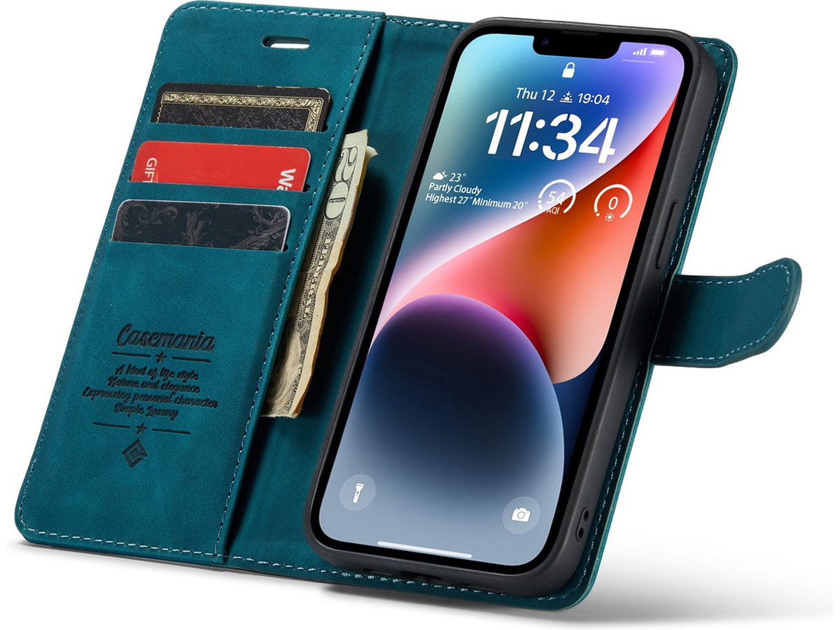 CaseMania 2in1 Magnetic Bookcase Groen - iPhone 13 Mini Hoesje
