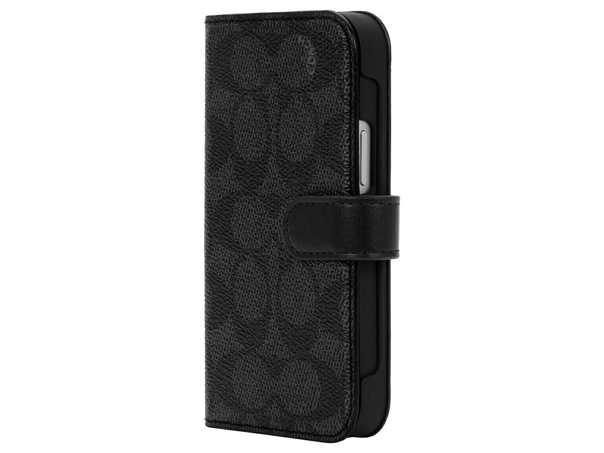 Coach Folio Signature Charcoal 2in1 Case - iPhone 13 Mini/12 Mini Hoesje