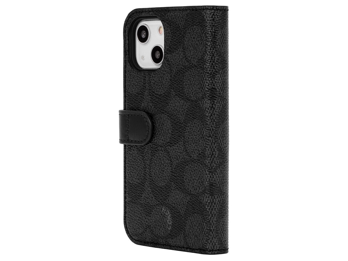 Coach Folio Signature Charcoal 2in1 Case - iPhone 13 Mini/12 Mini Hoesje