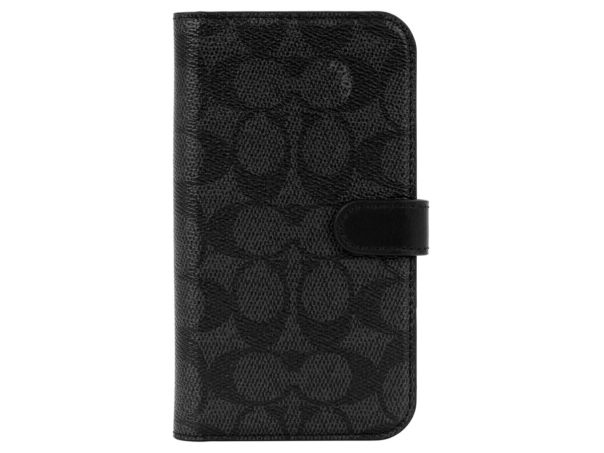 Coach Folio Signature Charcoal 2in1 Case - iPhone 13 Mini/12 Mini Hoesje