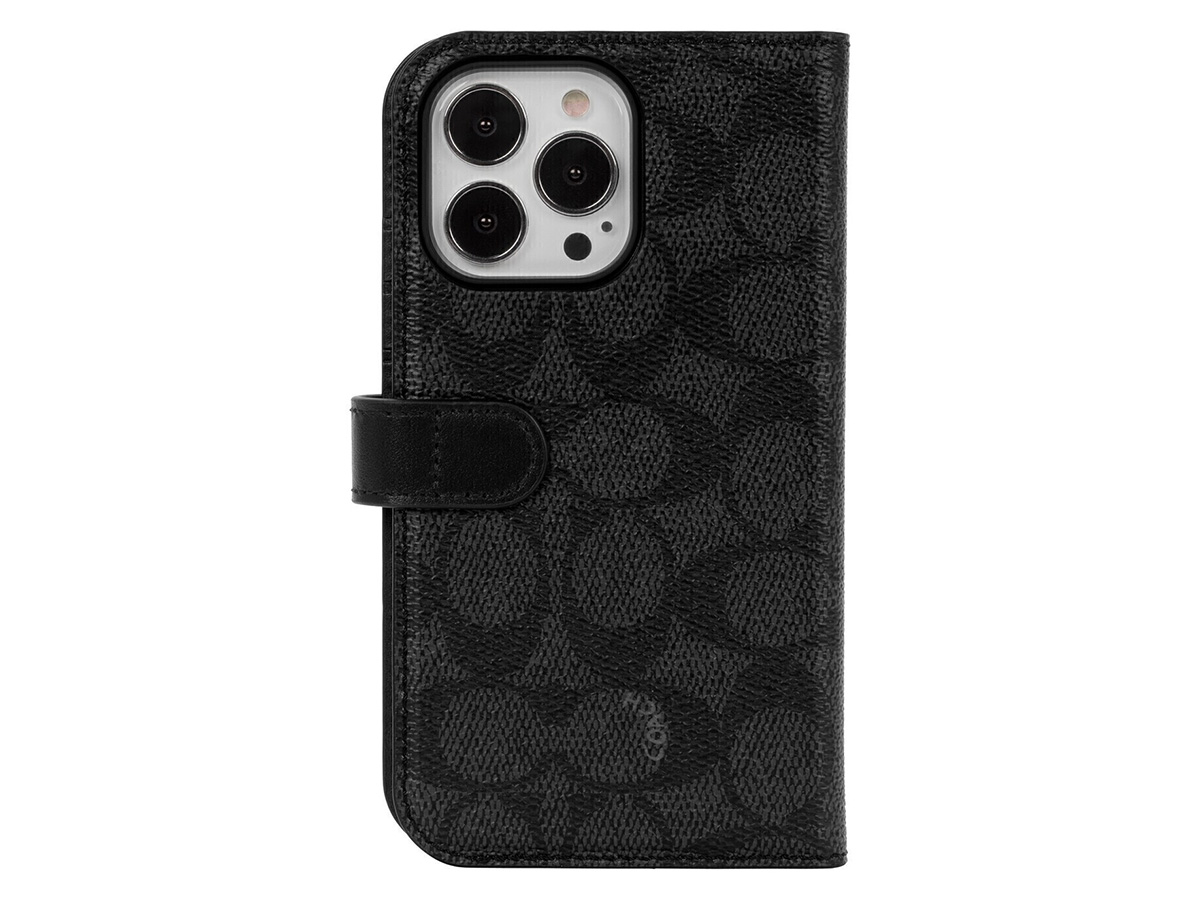 Coach Folio Signature Charcoal 2in1 Case - iPhone 13 Mini/12 Mini Hoesje