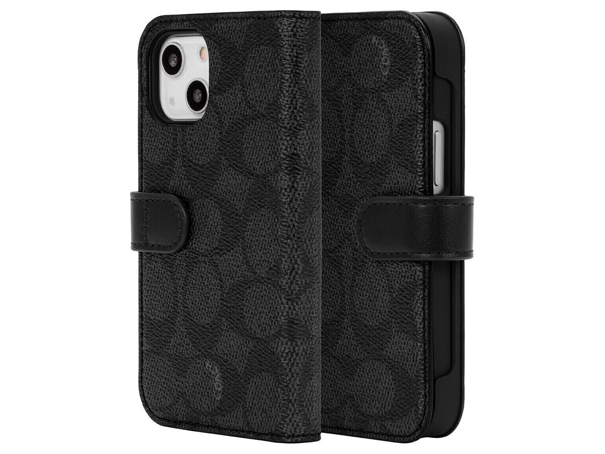 Coach Folio Signature Charcoal 2in1 Case - iPhone 13 Mini/12 Mini Hoesje