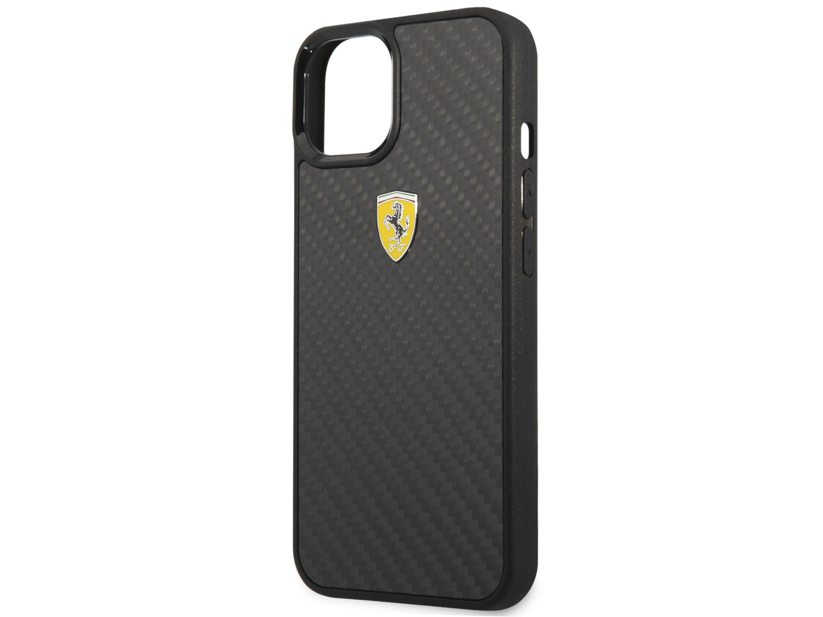 Ferrari Carbon Fiber Case Zwart - iPhone 13 Mini Hoesje