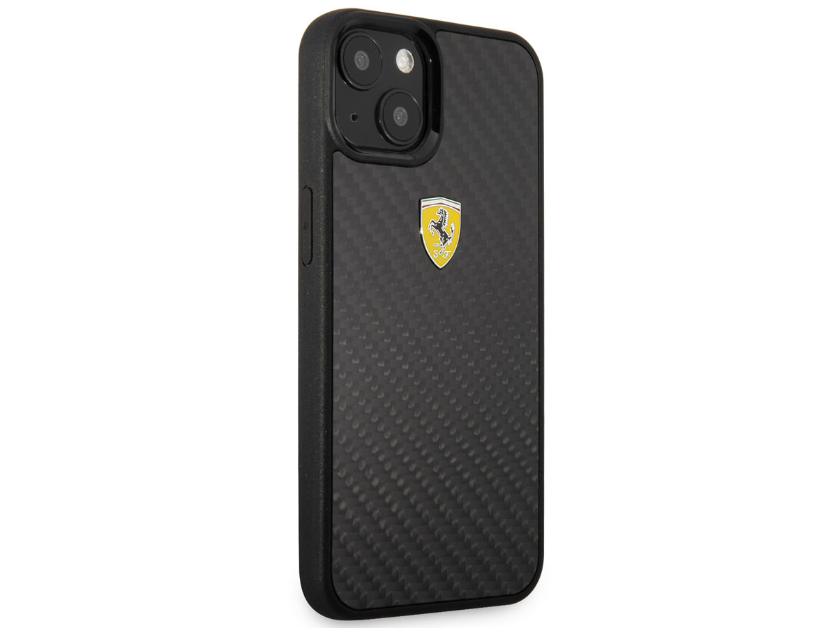 Ferrari Carbon Fiber Case Zwart - iPhone 13 Mini Hoesje