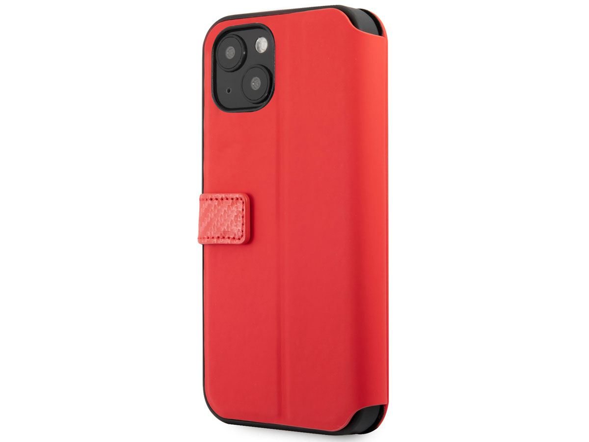 Ferrari Carbon Stripe Bookcase Rood - iPhone 13 Mini Hoesje