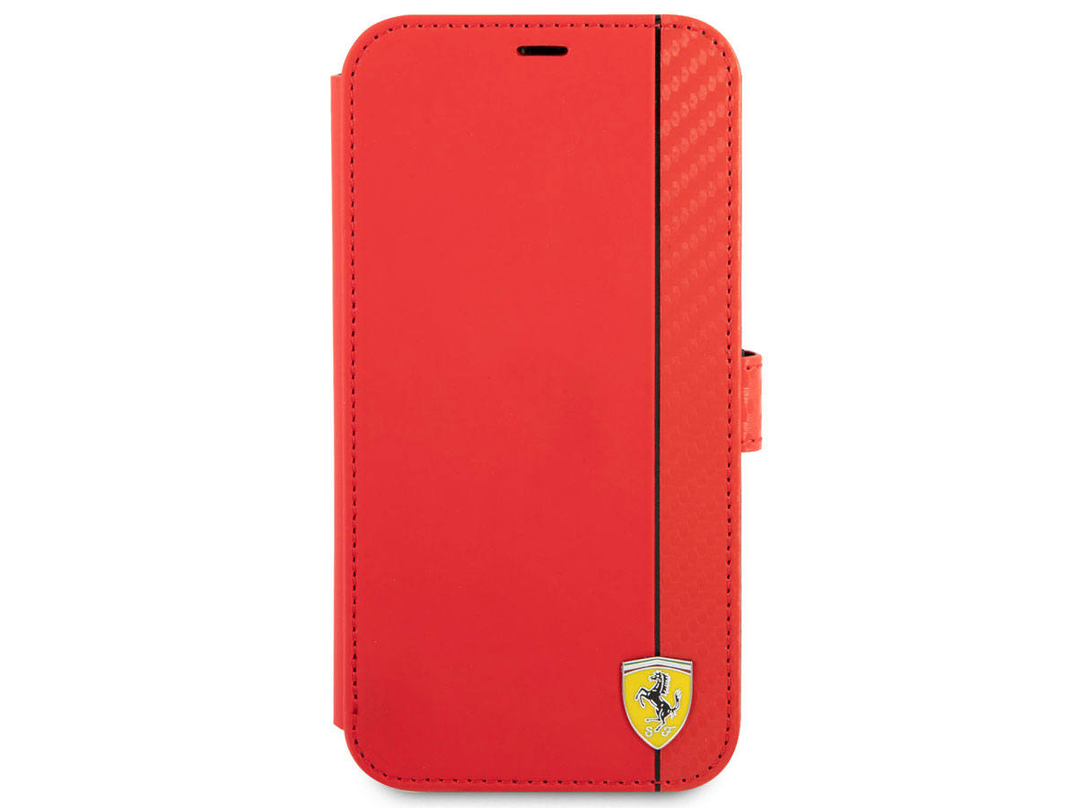 Ferrari Carbon Stripe Bookcase Rood - iPhone 13 Mini Hoesje
