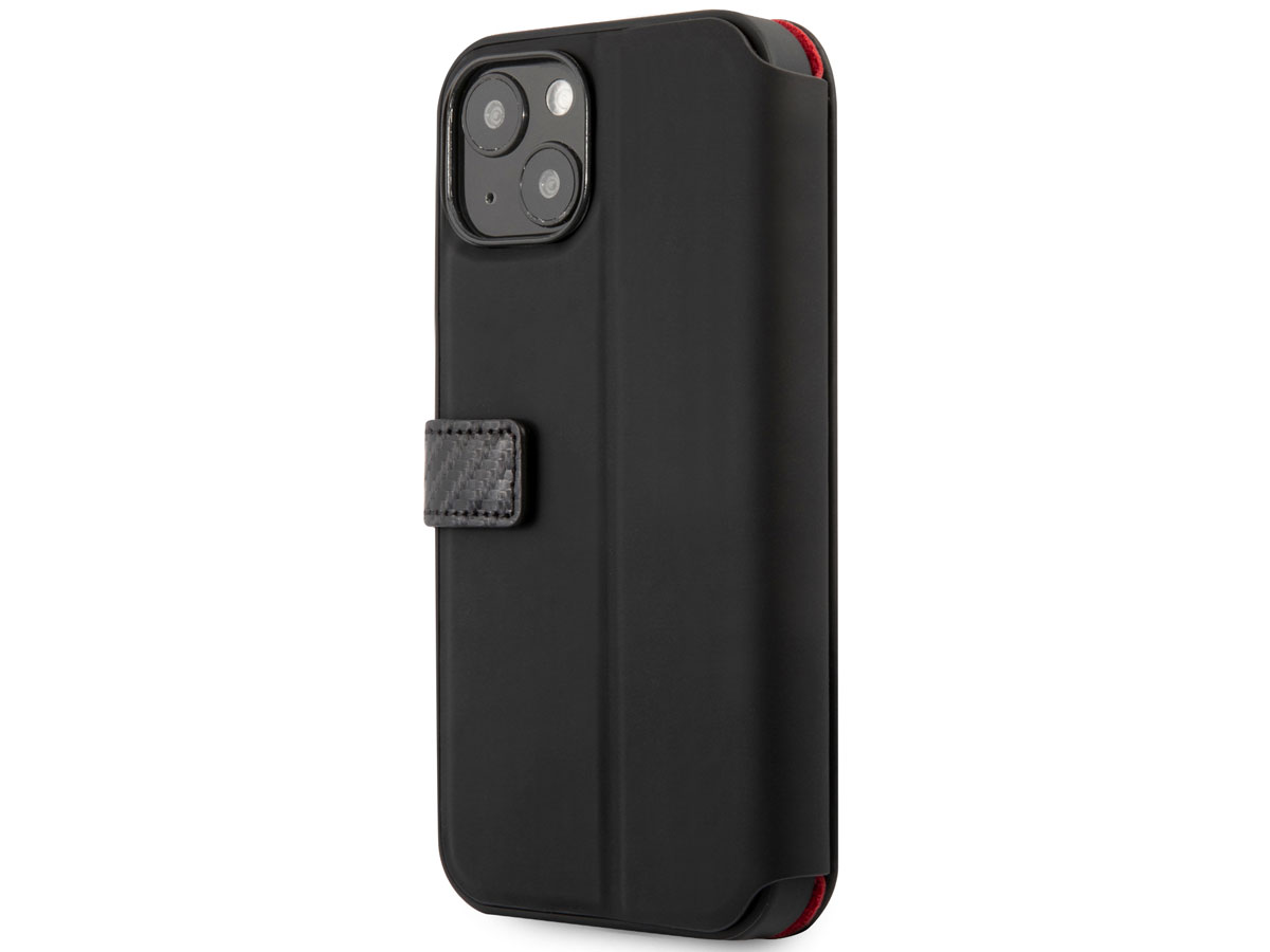 Ferrari Carbon Stripe Bookcase Zwart - iPhone 13 Mini Hoesje