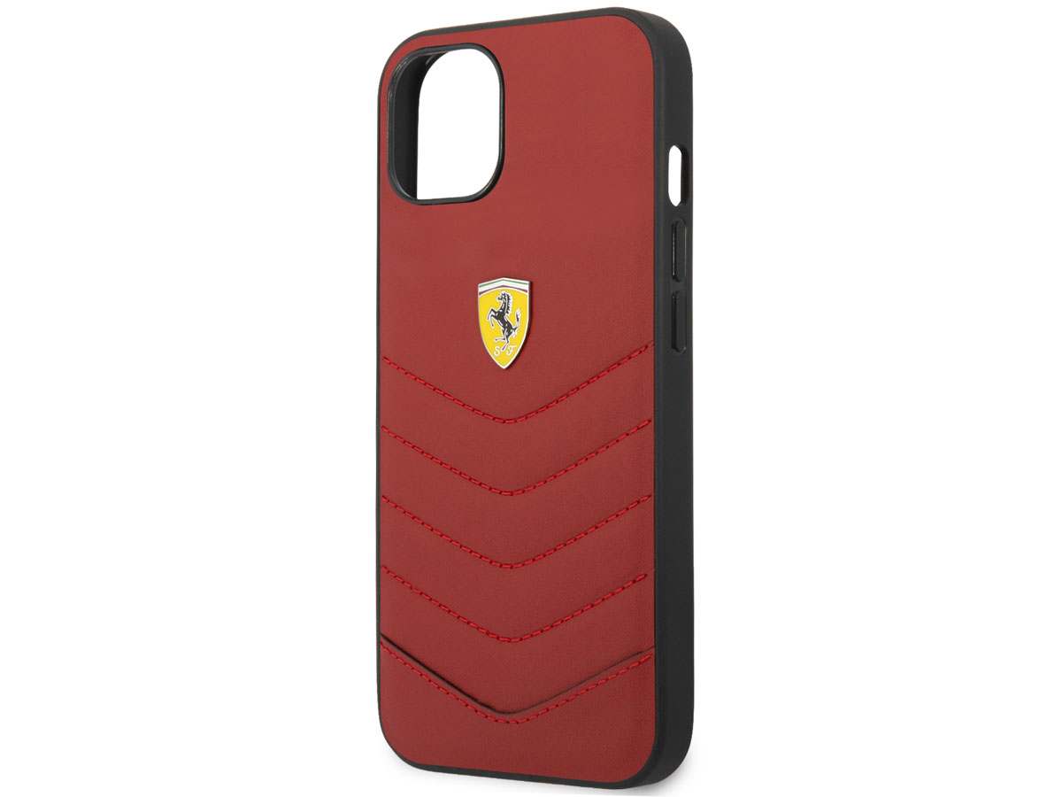 Ferrari Quilted Leather Case Rood - iPhone 13 Mini Hoesje