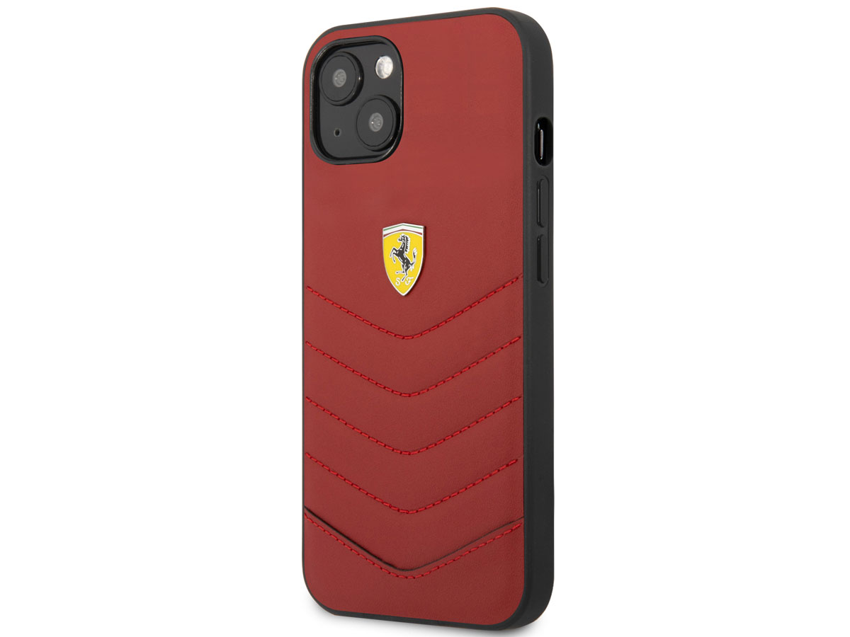 Ferrari Quilted Leather Case Rood - iPhone 13 Mini Hoesje