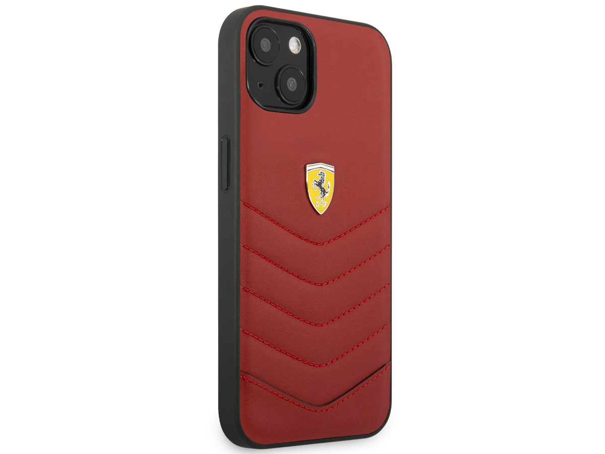 Ferrari Quilted Leather Case Rood - iPhone 13 Mini Hoesje