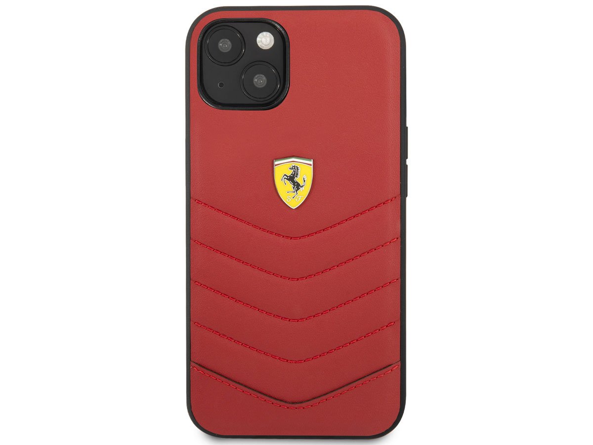 Ferrari Quilted Leather Case Rood - iPhone 13 Mini Hoesje