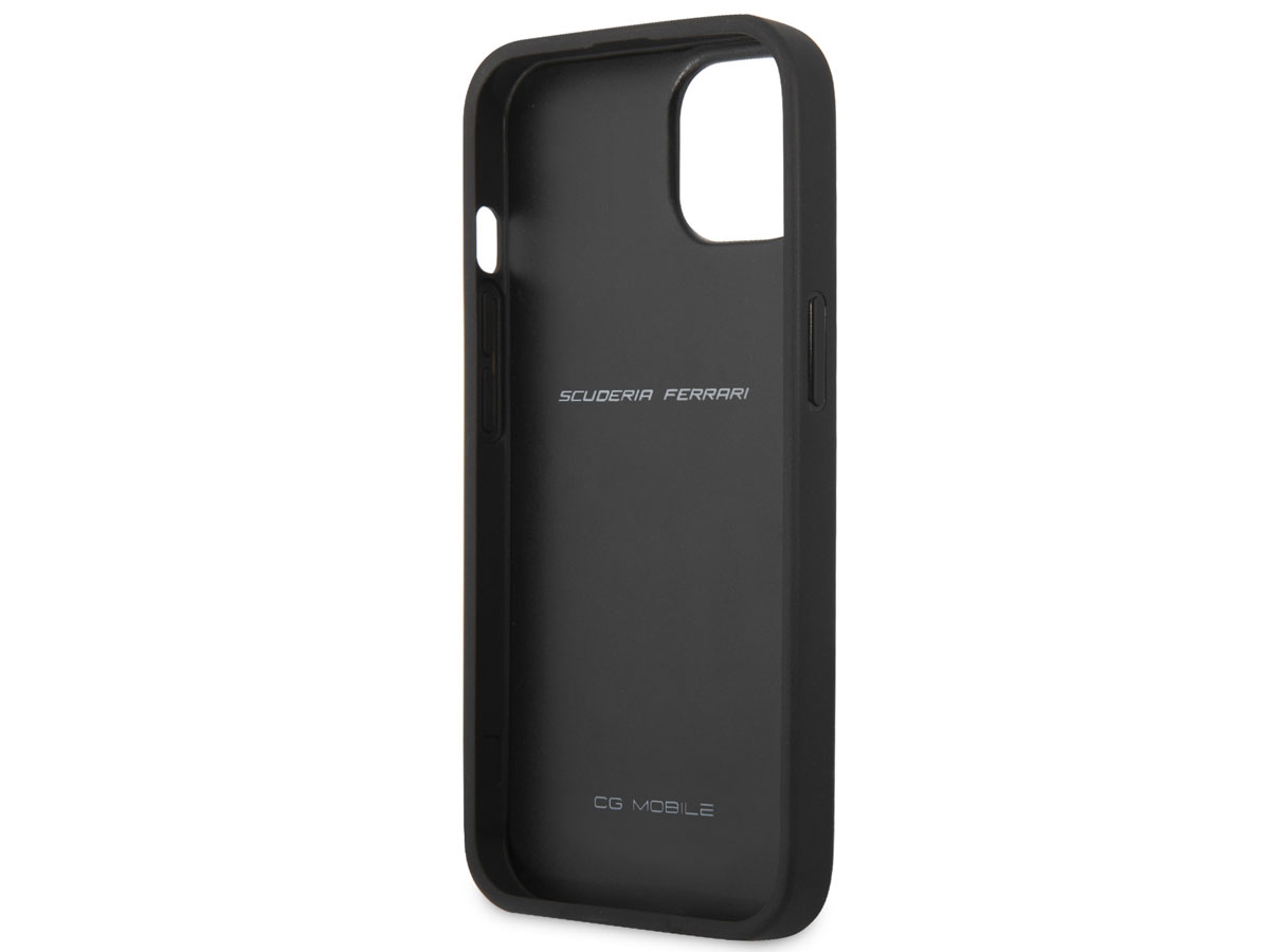 Ferrari Quilted Leather Case Zwart - iPhone 13 Mini Hoesje