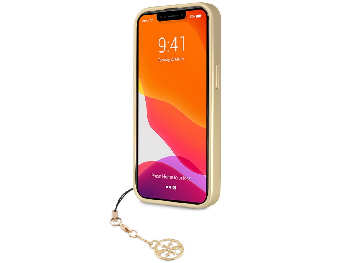 Guess 4G Monogram Charm Case Bruin - iPhone 13 Mini hoesje