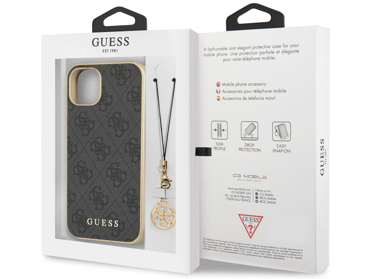 Guess 4G Monogram Charm Case Grijs - iPhone 13 Mini hoesje