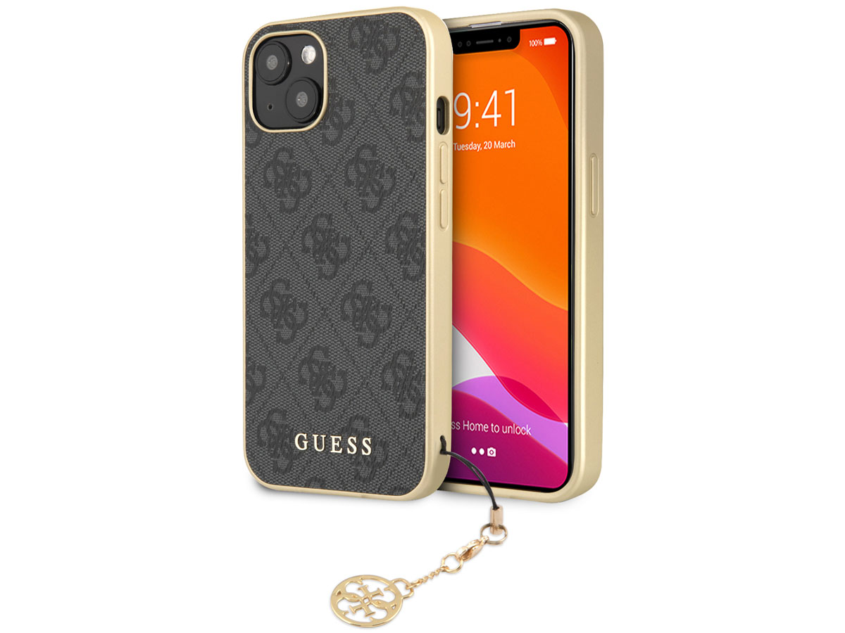 Guess 4G Monogram Charm Case Grijs - iPhone 13 Mini hoesje