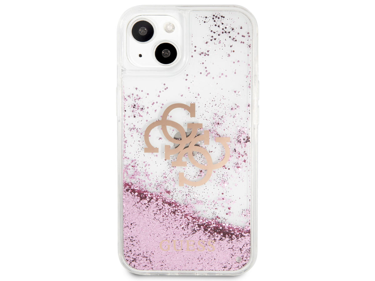 Guess Big 4G Liquid Glitter Case Roze - iPhone 13 Mini hoesje