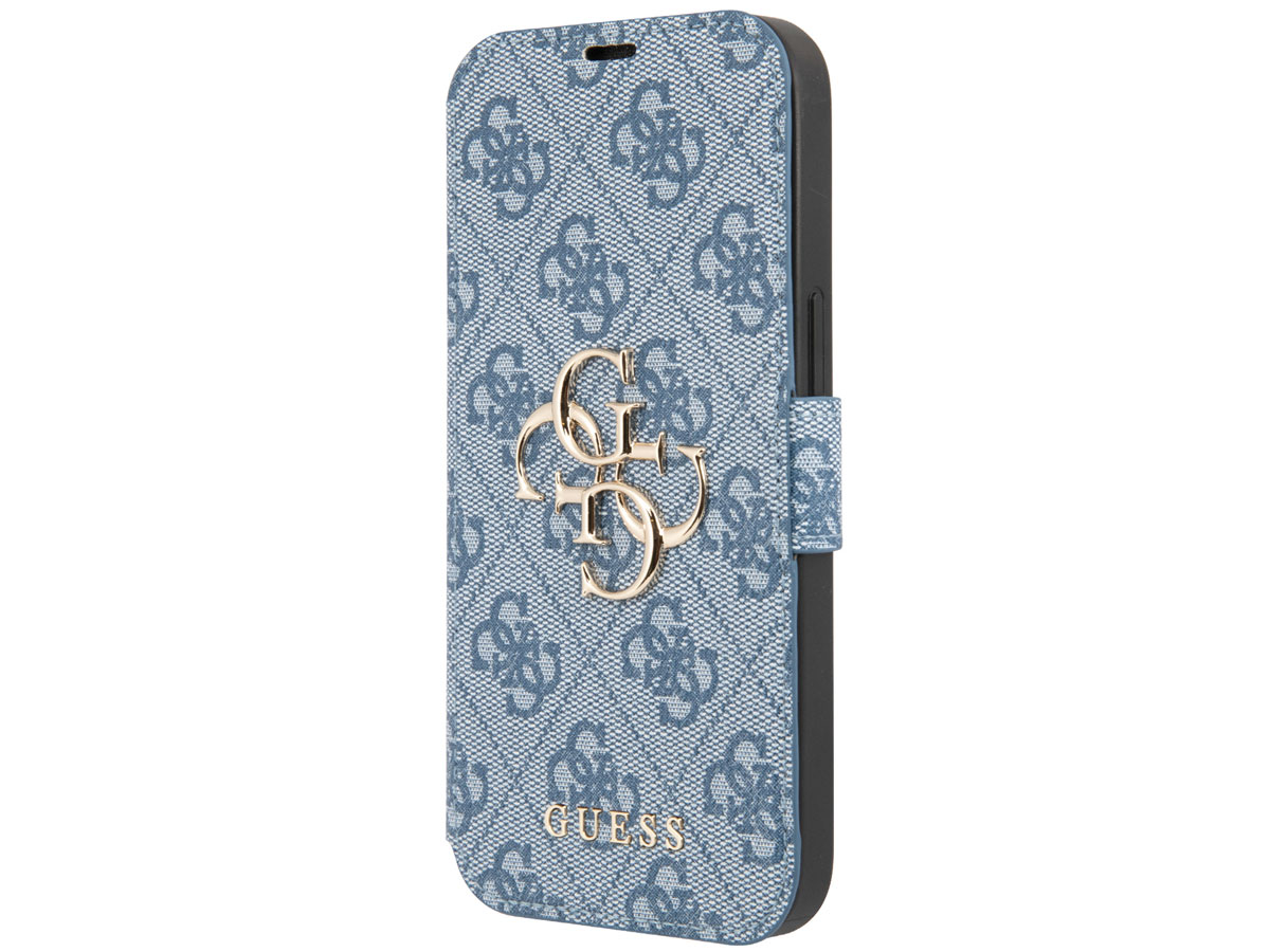 Guess Big 4G Monogram BookCase Blauw - iPhone 13 Mini hoesje