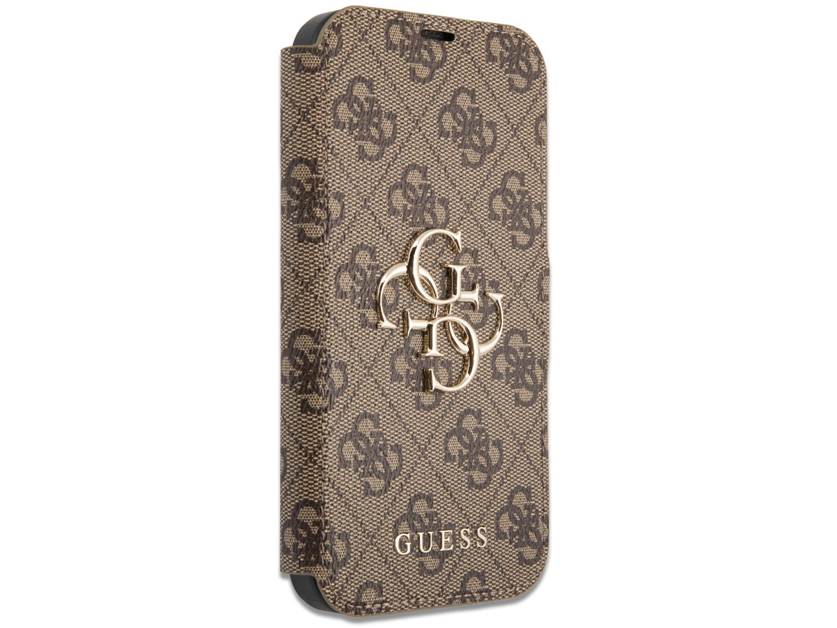 Guess Big 4G Monogram BookCase Bruin - iPhone 13 Mini hoesje