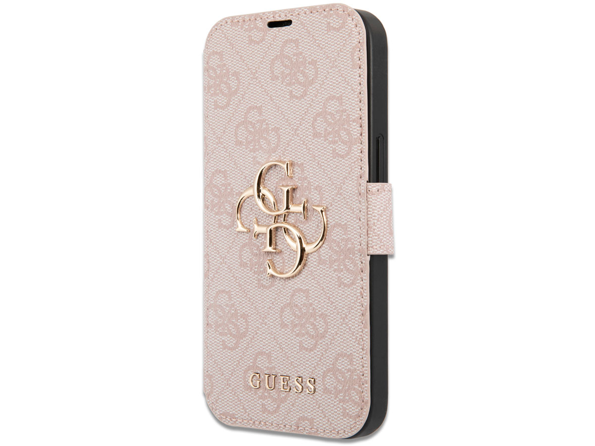 Guess Big 4G Monogram BookCase Roze - iPhone 13 Mini hoesje