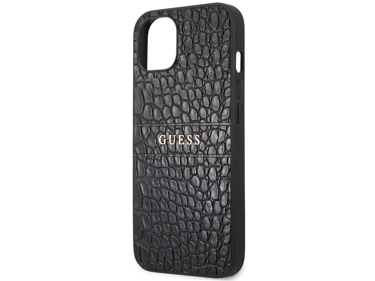 Guess Black Croco Case Zwart - iPhone 13 Mini hoesje