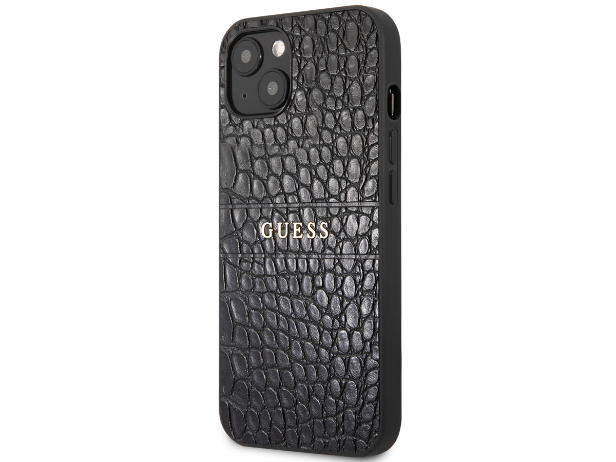 Guess Black Croco Case Zwart - iPhone 13 Mini hoesje