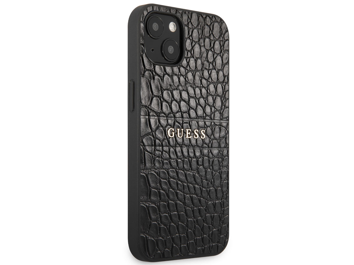 Guess Black Croco Case Zwart - iPhone 13 Mini hoesje