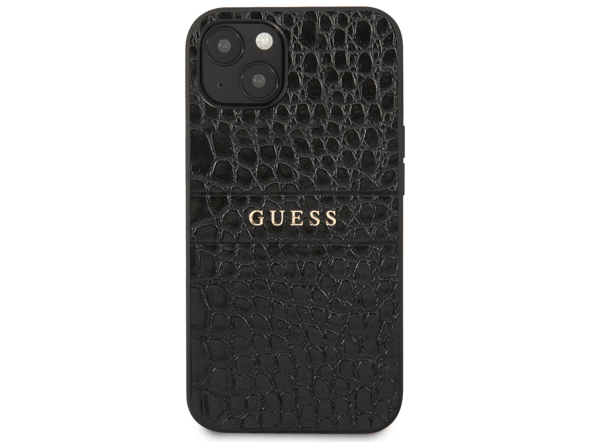 Guess Black Croco Case Zwart - iPhone 13 Mini hoesje