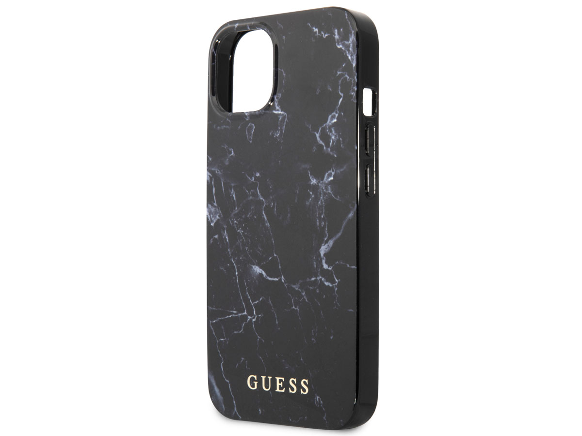 Guess Black Marble Case Zwart - iPhone 13 Mini hoesje