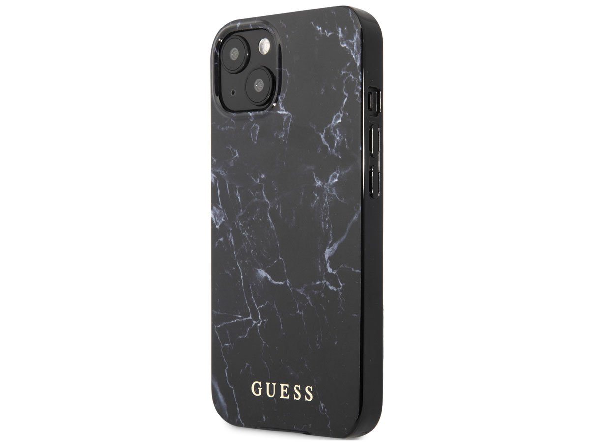 Guess Black Marble Case Zwart - iPhone 13 Mini hoesje