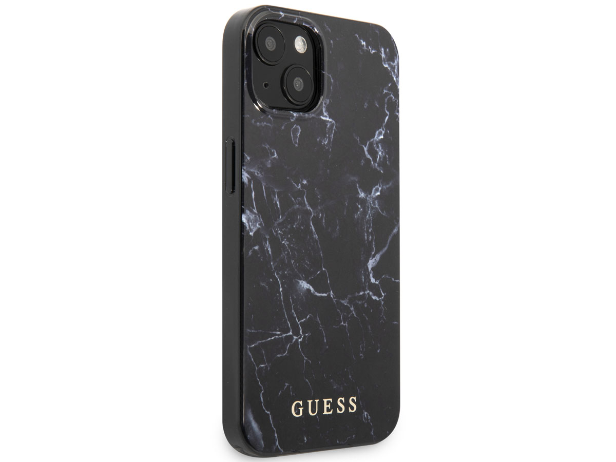 Guess Black Marble Case Zwart - iPhone 13 Mini hoesje